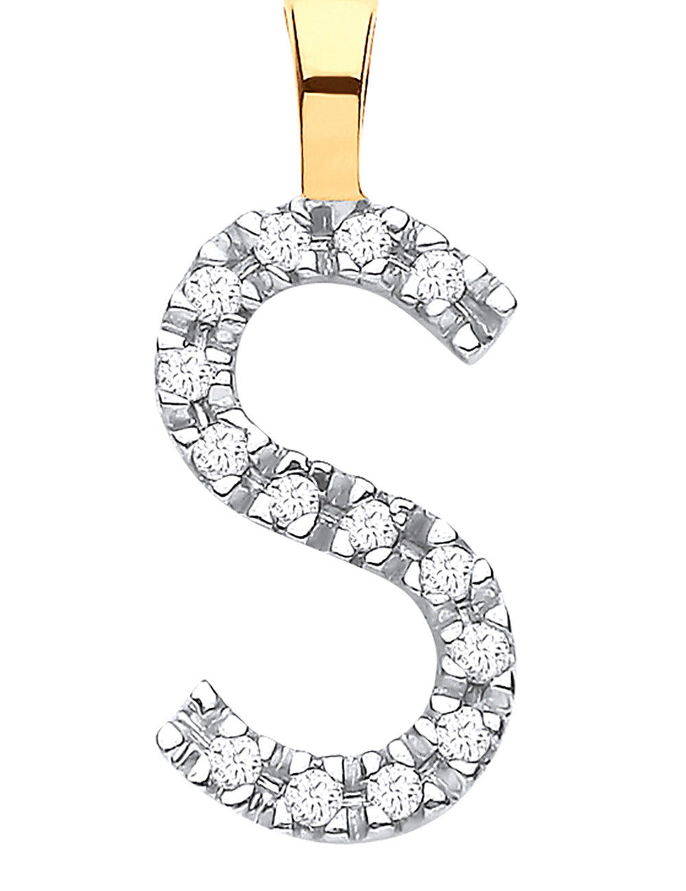 9ct Yellow Gold 0.05ct Diamond S Initial