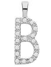9ct White Gold 0.06ct Diamond B Initial