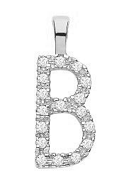 9ct White Gold 0.06ct Diamond B Initial