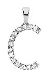 9ct White Gold 0.05ct Diamond C Initial
