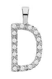 9ct White Gold 0.06ct Diamond D Initial