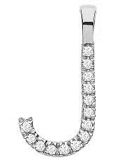 9ct White Gold 0.05ct Diamond J Initial