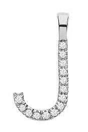 9ct White Gold 0.05ct Diamond J Initial