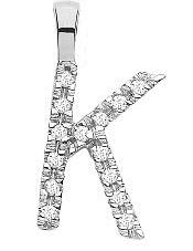 9ct White Gold 0.05ct Diamond K Initial