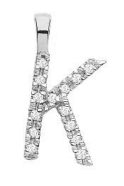 9ct White Gold 0.05ct Diamond K Initial