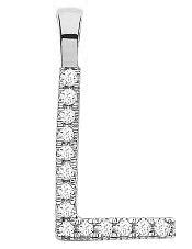 9ct White Gold 0.05ct Diamond L Initial