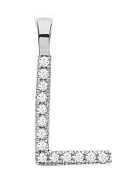 9ct White Gold 0.05ct Diamond L Initial