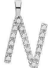 9ct White Gold 0.05ct Diamond N Initial