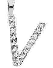 9ct White Gold 0.05ct Diamond V Initial