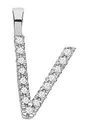 9ct White Gold 0.05ct Diamond V Initial