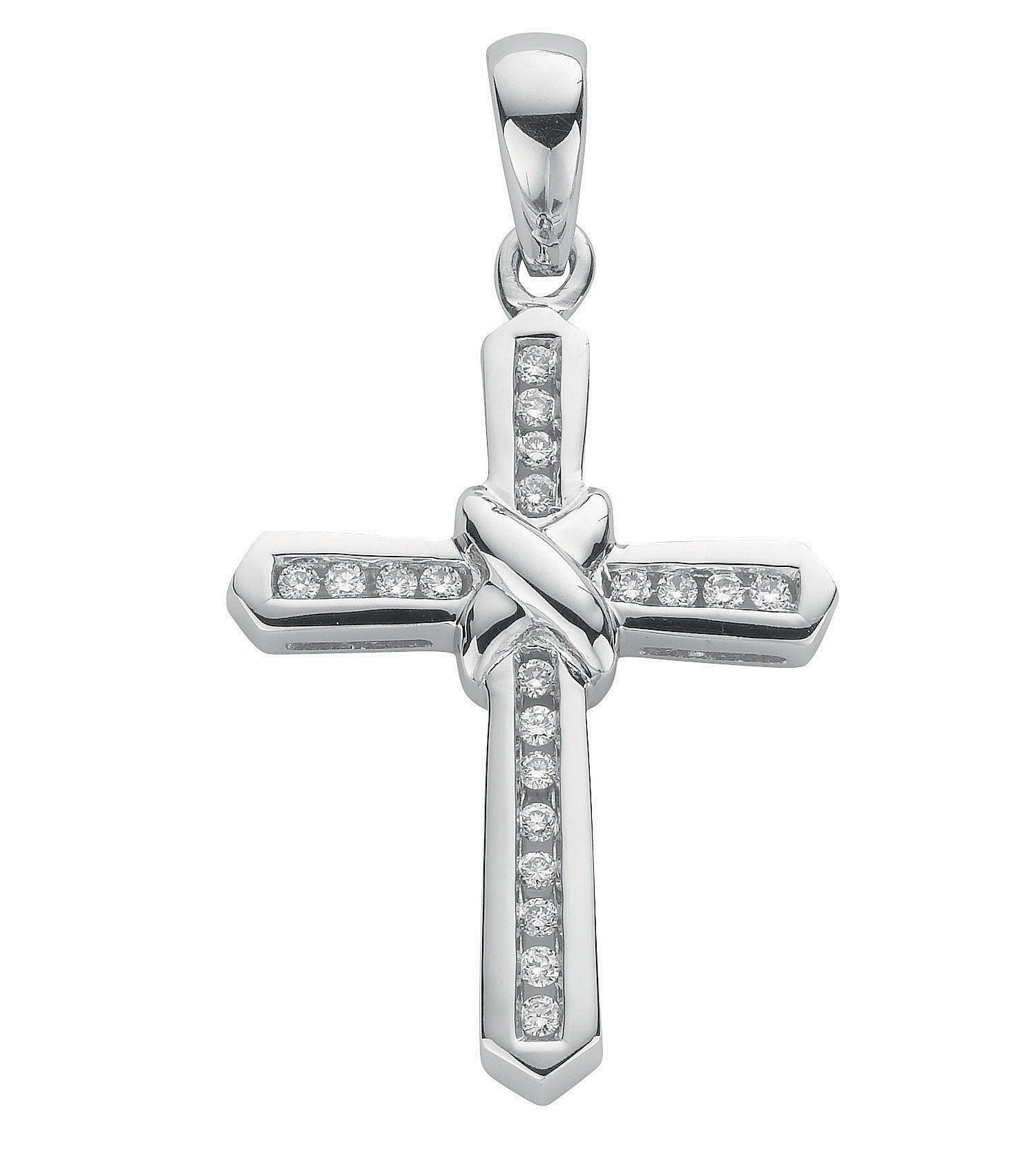 9ct White Gold 0.25ct Diamond Cross