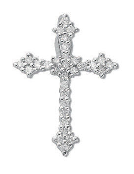 9ct Whte Gold 0.25ct Diamond Cross