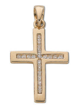 9ct Yellow Gold 0.15ct Diamond Cross