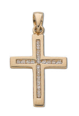 9ct Yellow Gold 0.15ct Diamond Cross