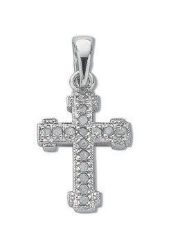 9ct White Gold 0.06ct Diamond Cross