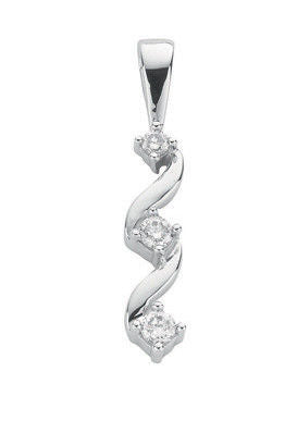 9ct White Gold 0.15ct Diamond Trilogy Pendant
