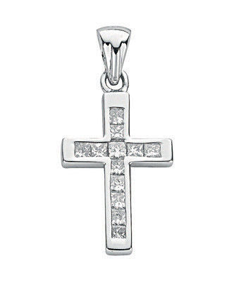 18ct White 0.44ct Princess Diamond Cross