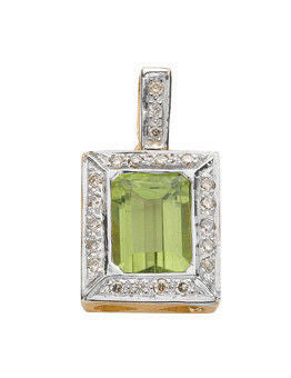 White Gold 0.16ct Diamond & 1.55ct Peridot Pendant