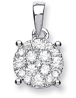 18ct White Gold 0.50ct Diamond Cluster Pendant