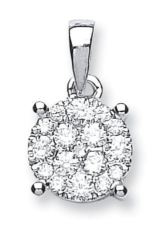 18ct White Gold 0.50ct Diamond Cluster Pendant