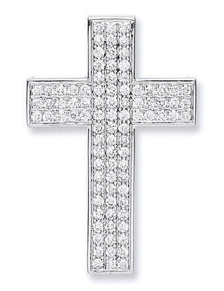 18ct White Gold Pave Set 0.80ct Diamond Cross