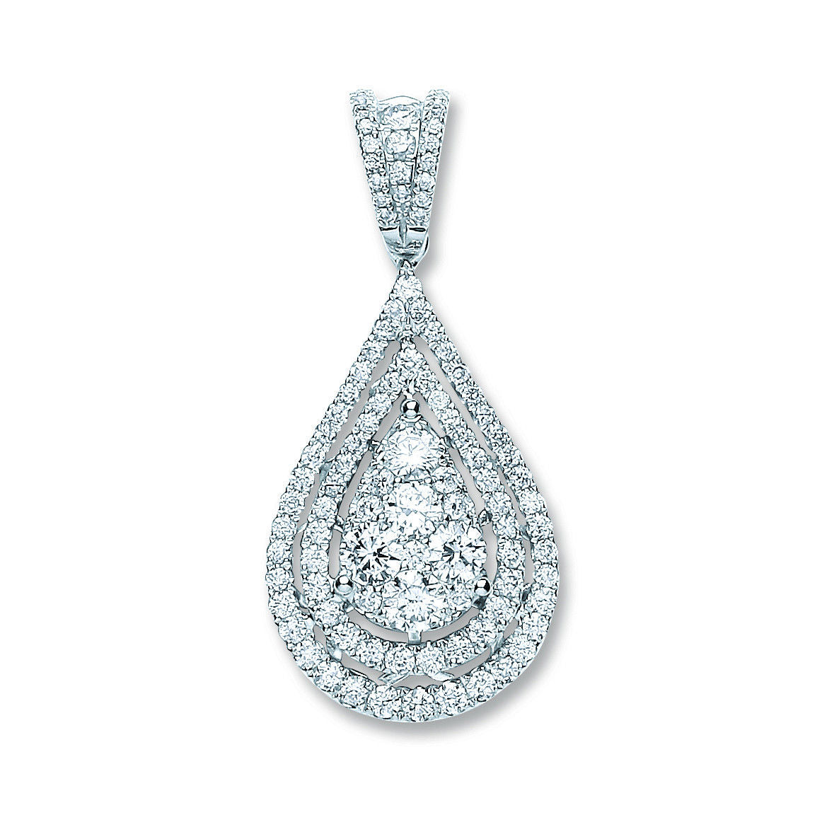 18ct White Gold 1.30ct Diamond Drop Pendant