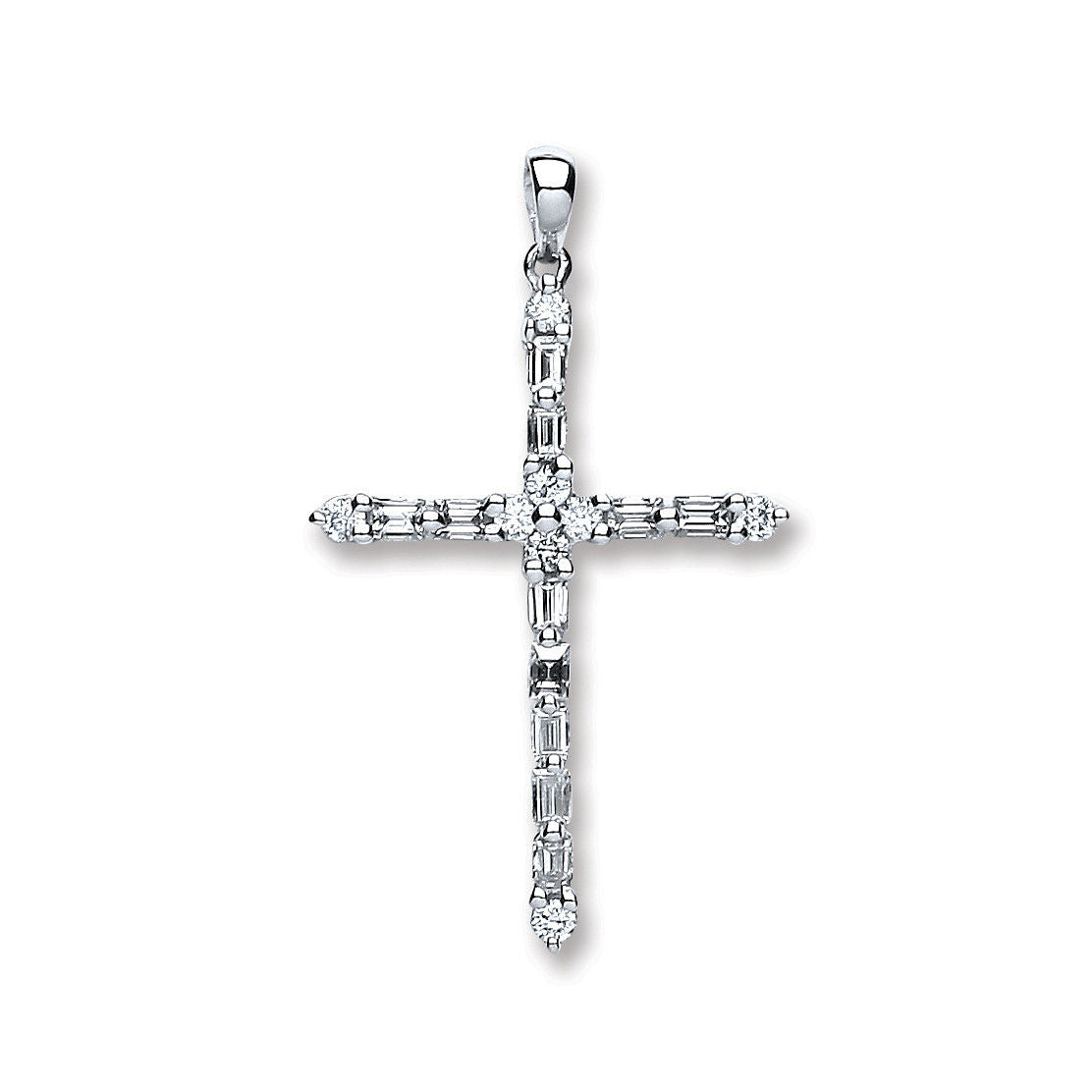 18ct White Gold 0.44ct Diamond Cross Pendant