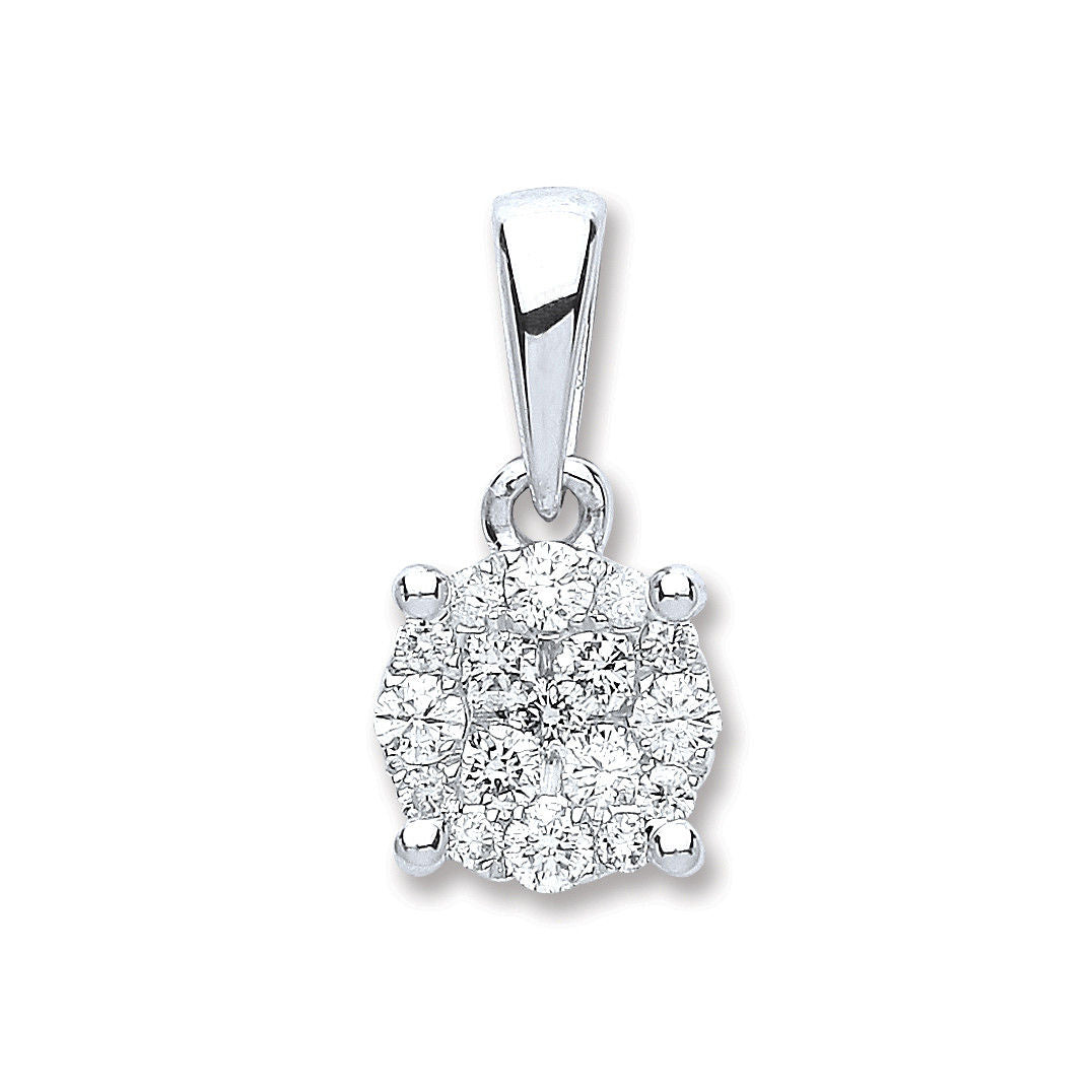 18ct White Gold 0.25ct Diamond Cluster Pendant
