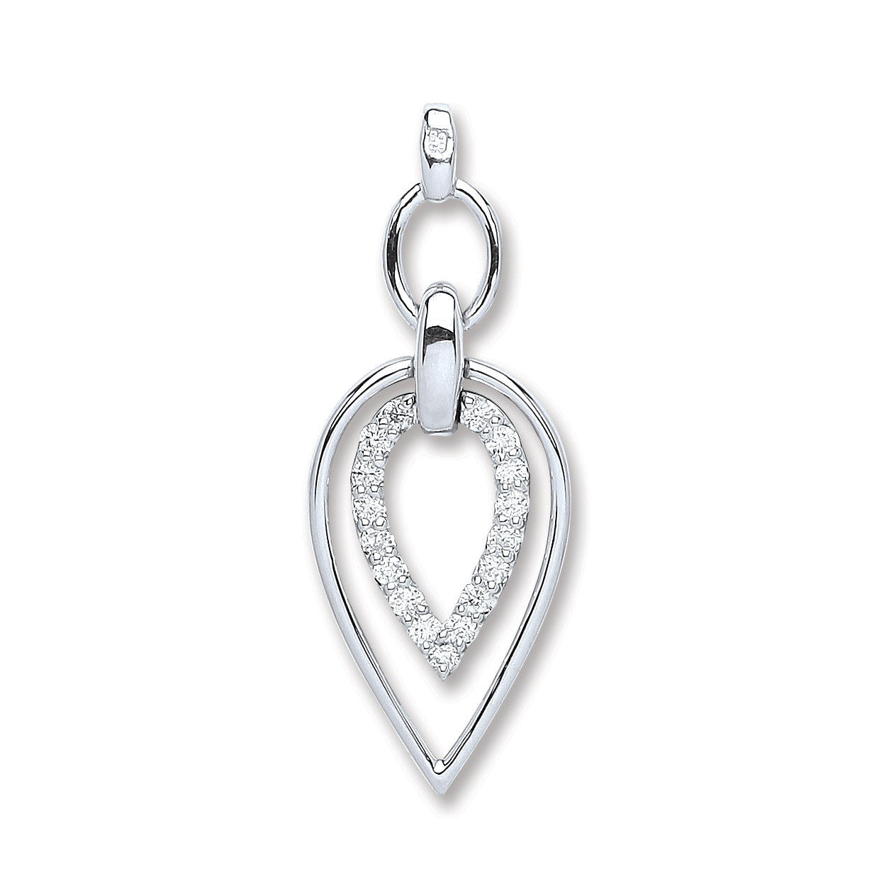 9ct White Gold 0.25ct Diamond Drop Pendant