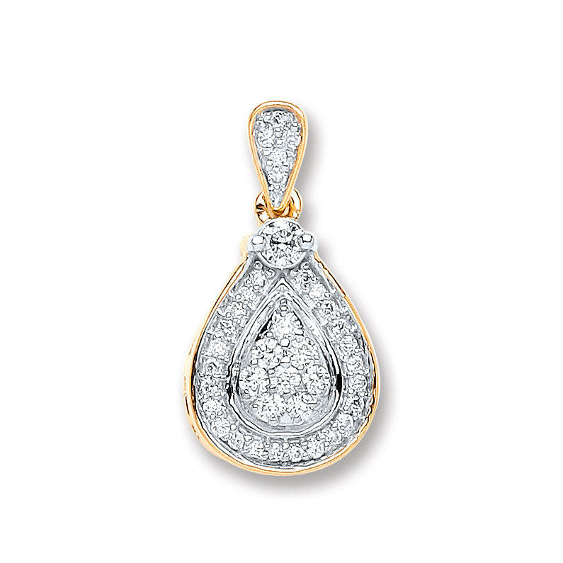 9ct Yellow Gold 0.25ct Diamond Drop Pendant