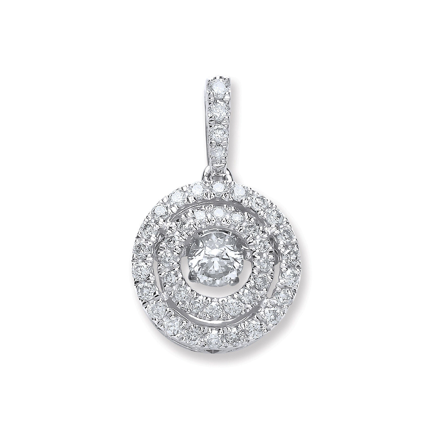 9ct White Gold 0.33ct Dancing Diamond Circle Pendant