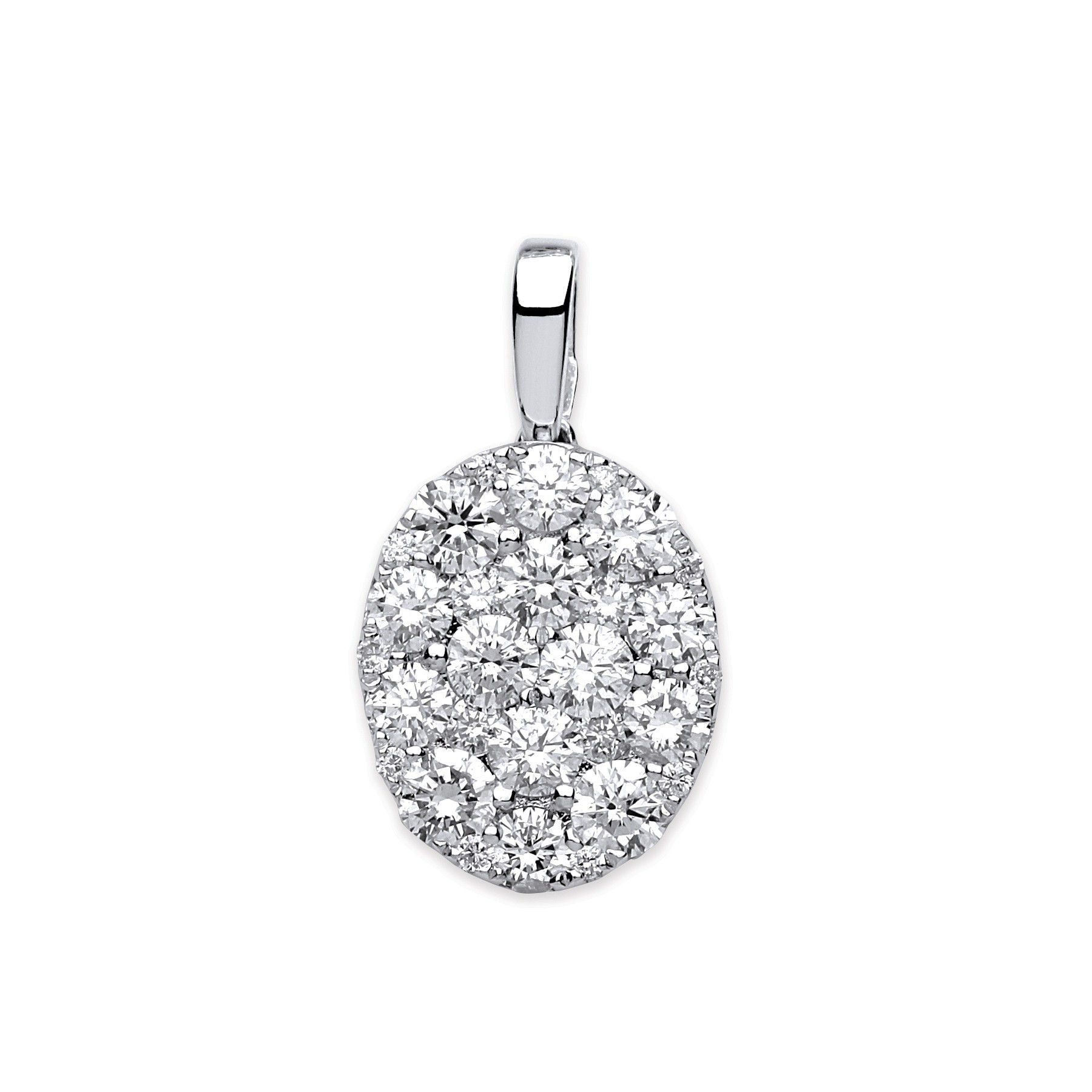 18ct White Gold Oval 0.75ct Pave Pendant