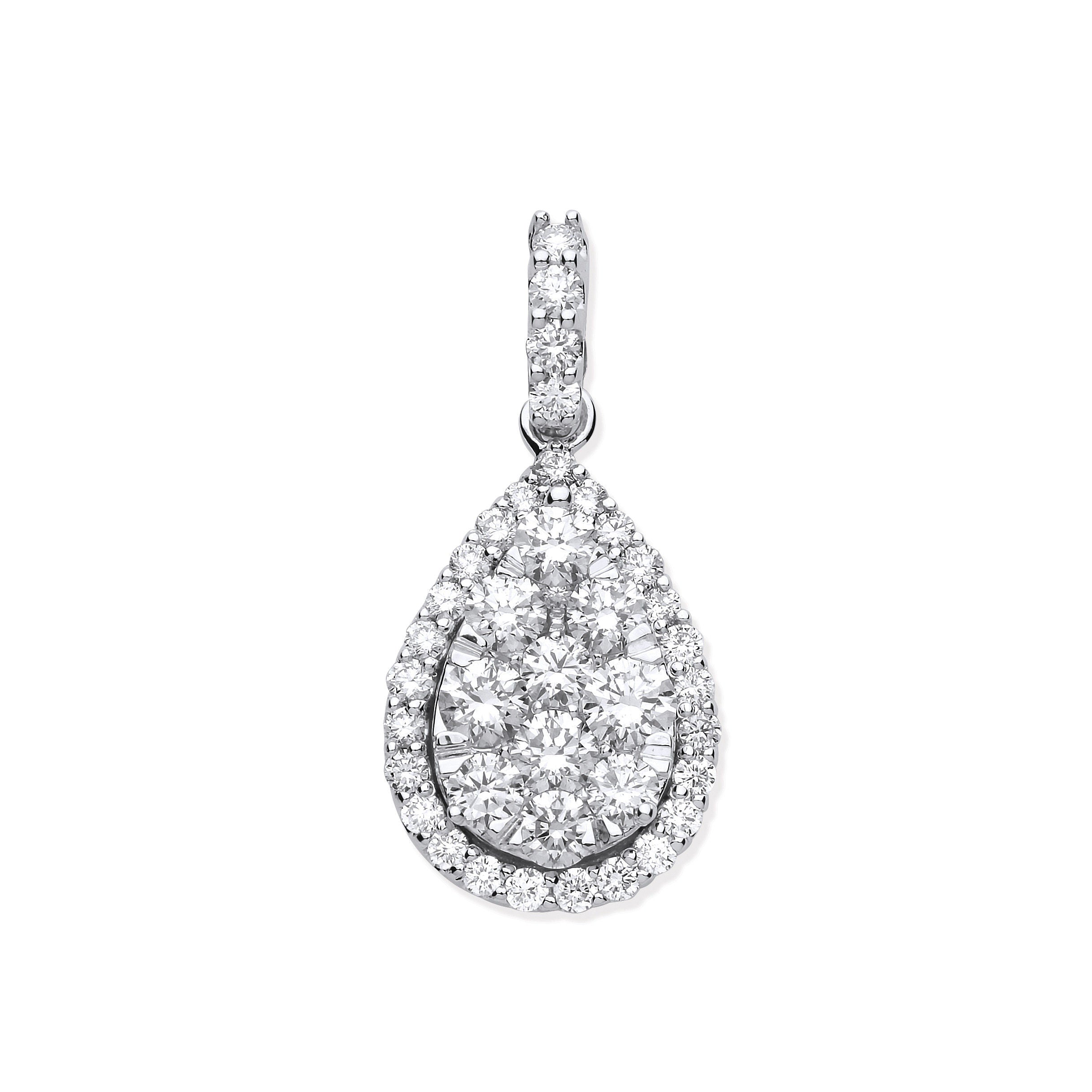 18ct White Gold 1.62ct Pear Shaped Drop Pendant