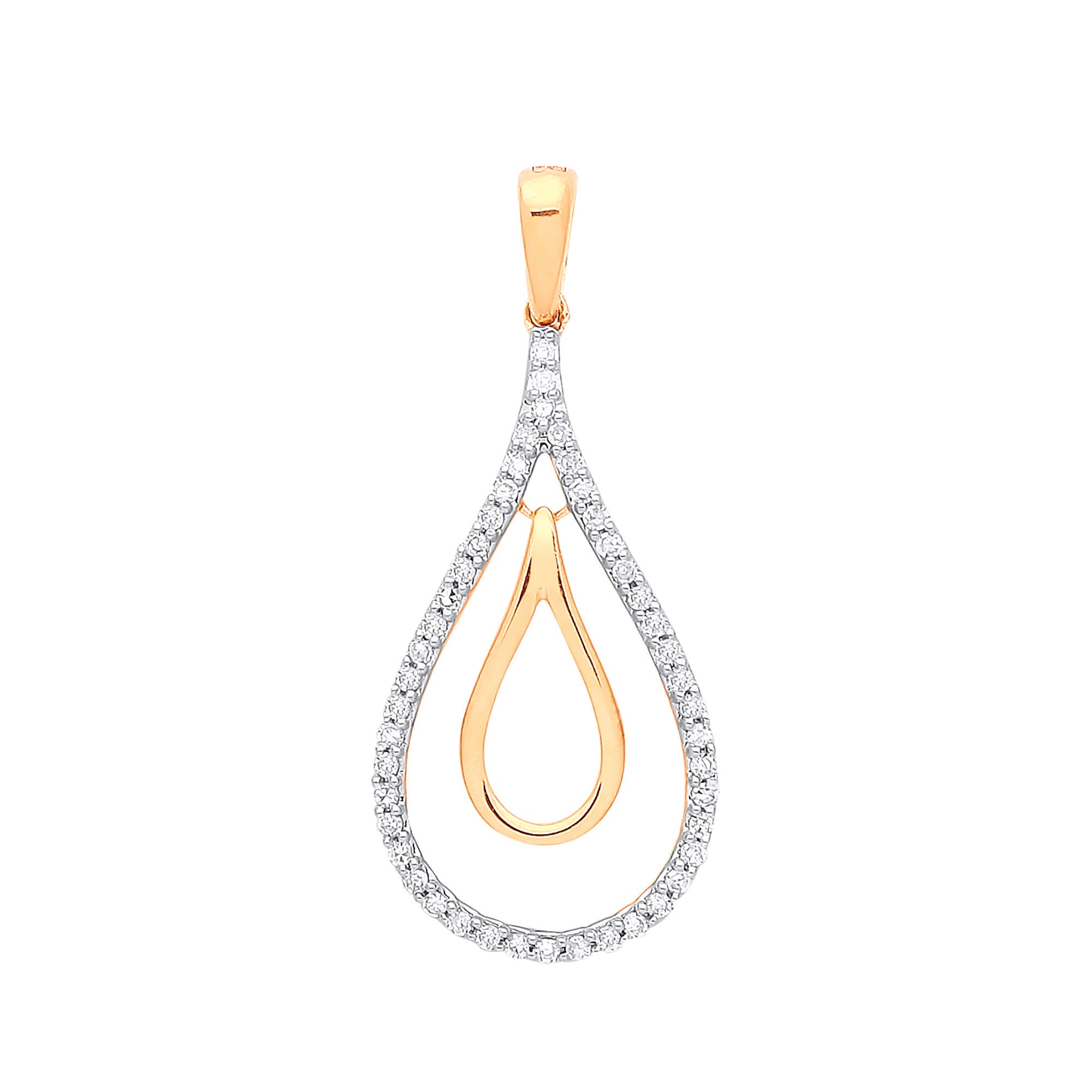9ct Yellow Gold 0.13ct Drop Pendant