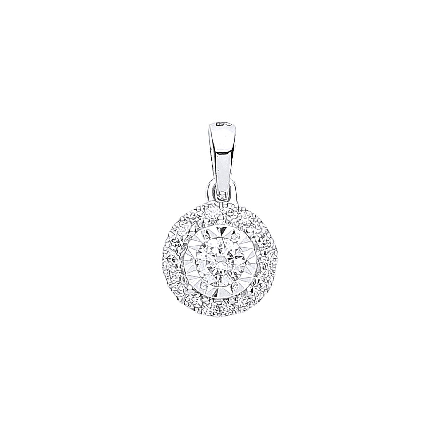 18ct White Gold Halo 0.20ctw Diamond Pendant