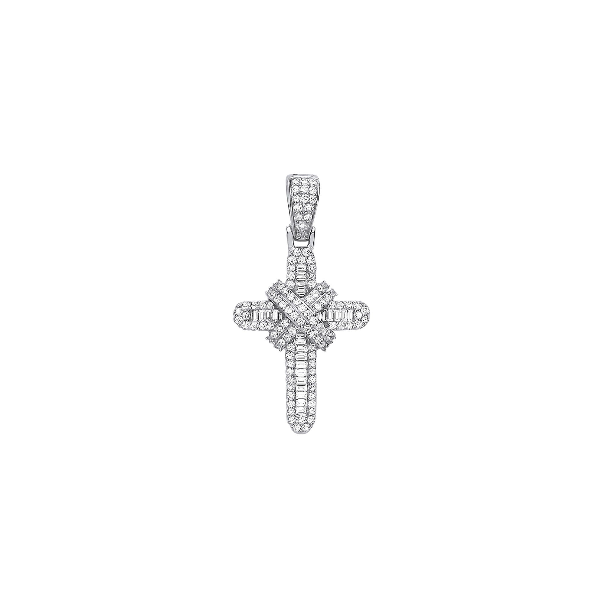 9ct White Gold 0.44ct Diamond Cross