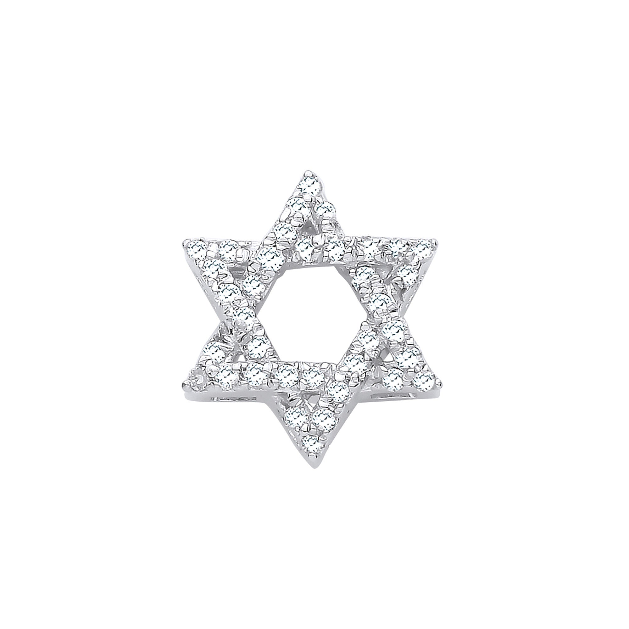 9ct White Gold 0.10ct Diamonds Star of David Pendant
