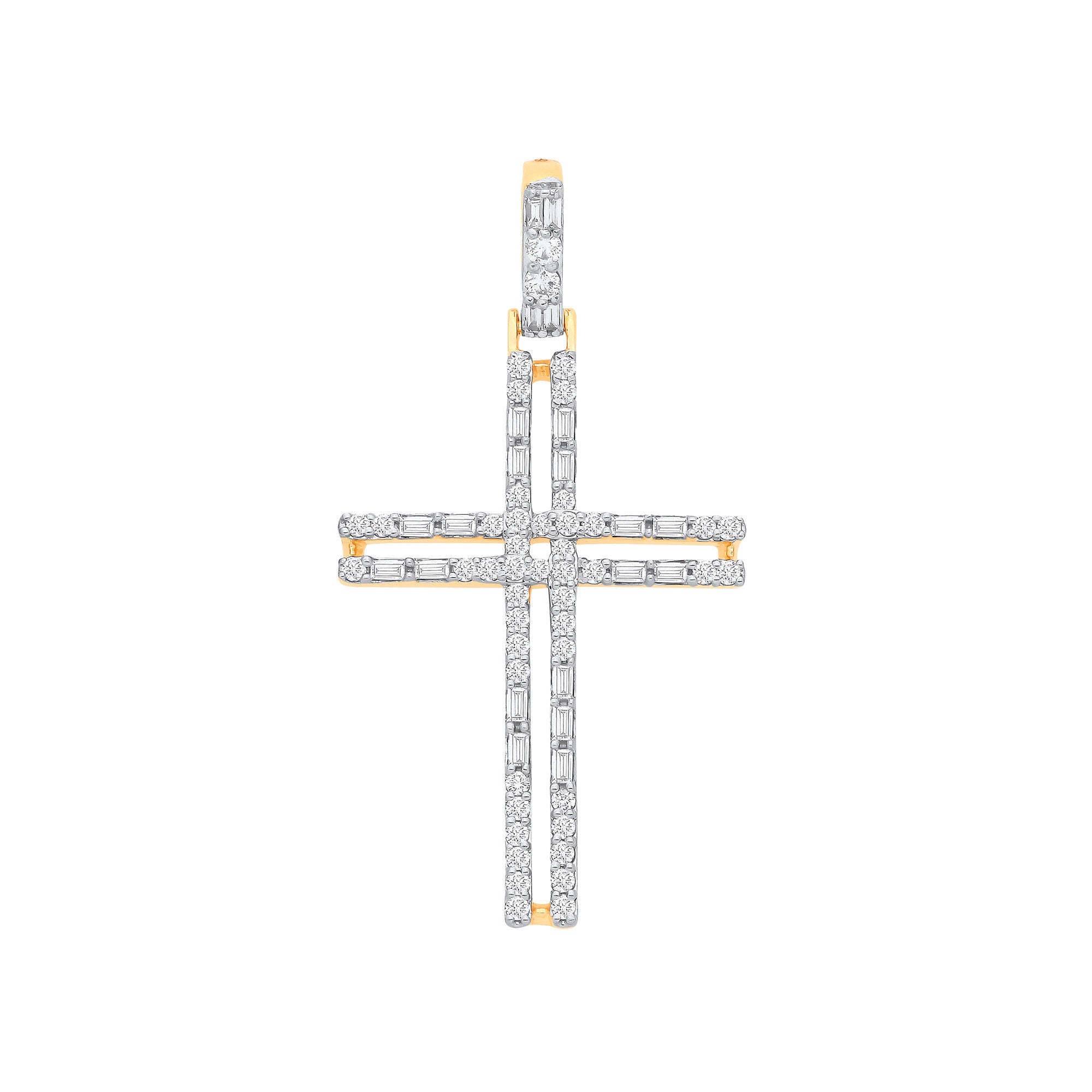 9ct Yellow Gold 0.42ctw Cross Pendant