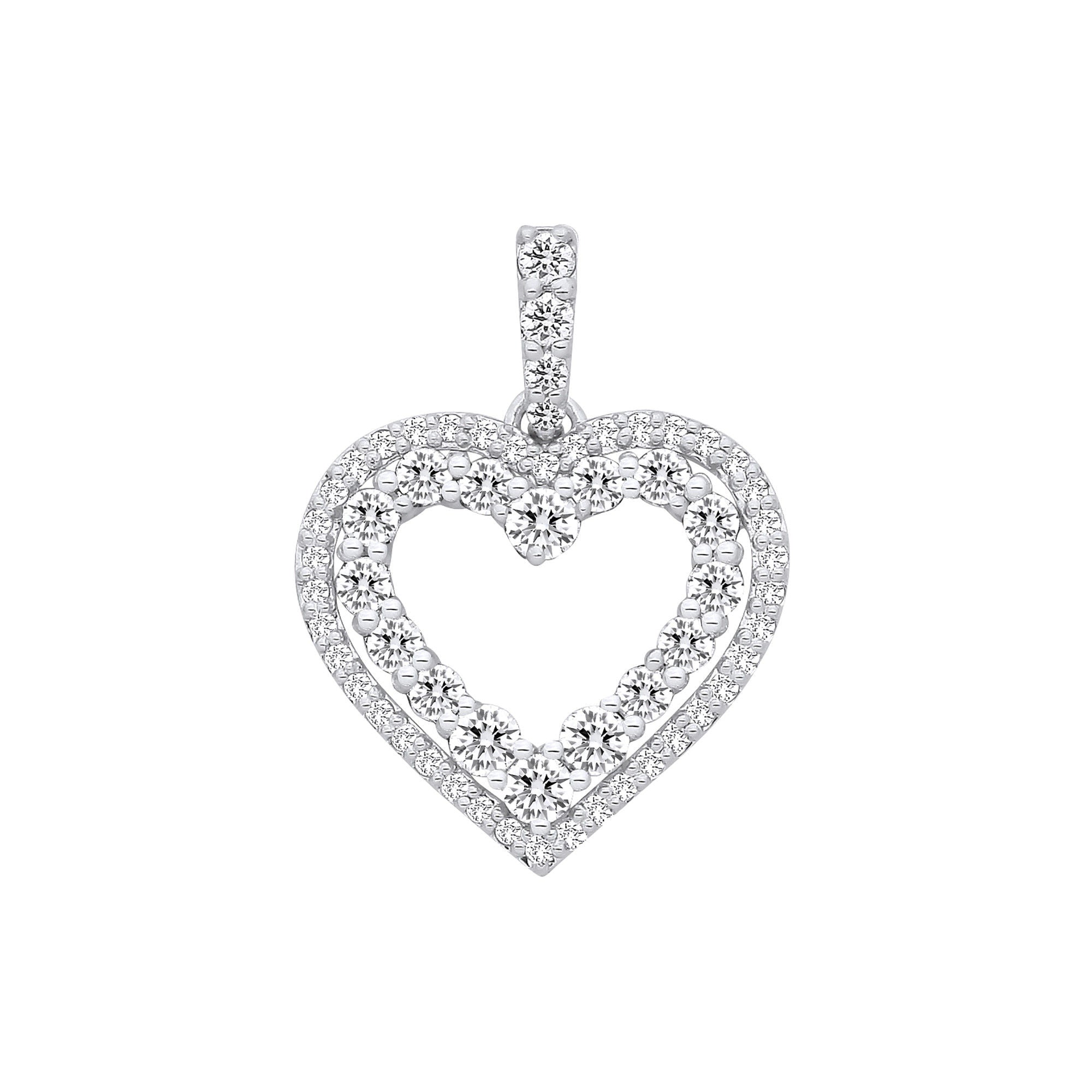 9ct White Gold 0.50ctw Heart Pendant