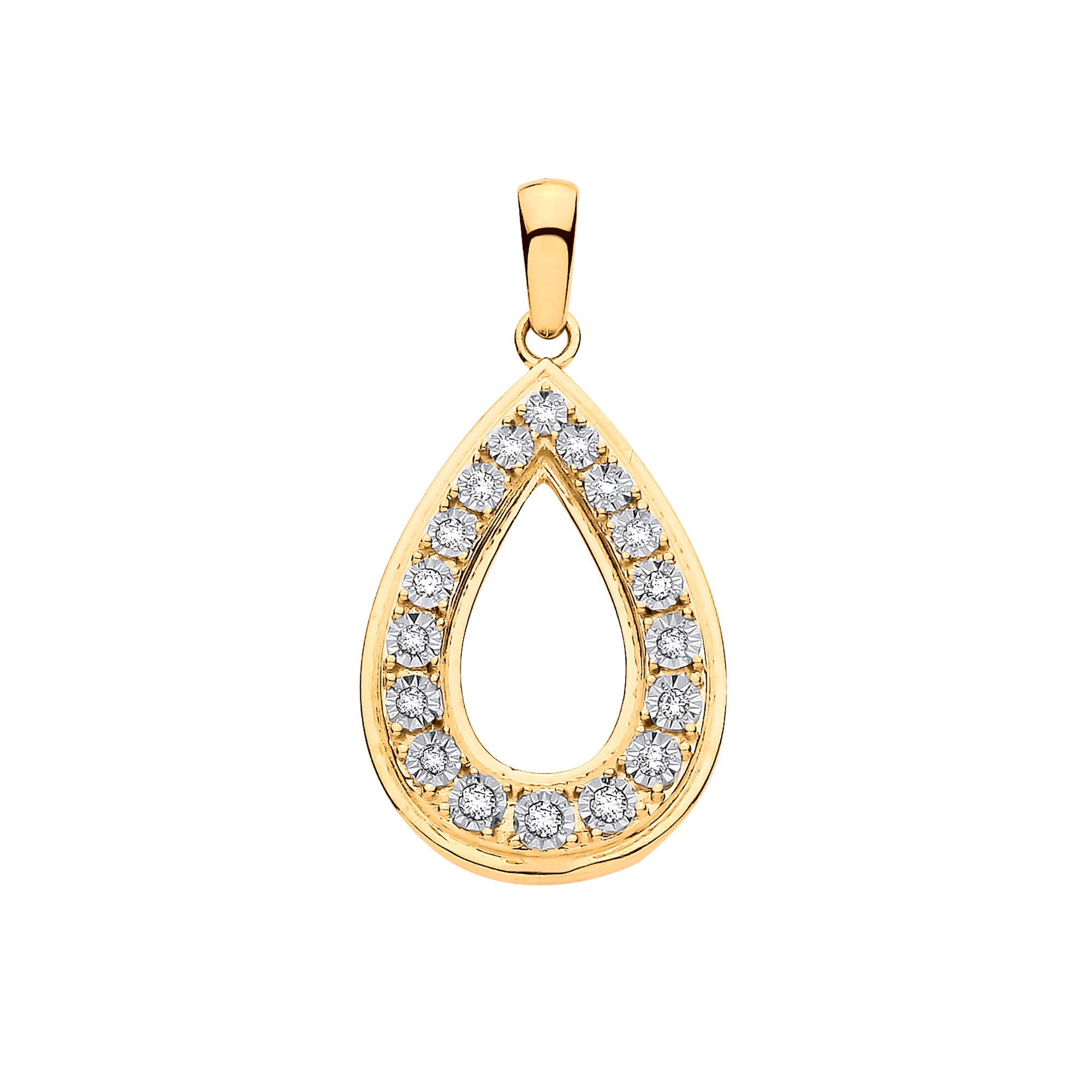 9ct Yellow Gold 0.16ctw Pear Shaped Pendant