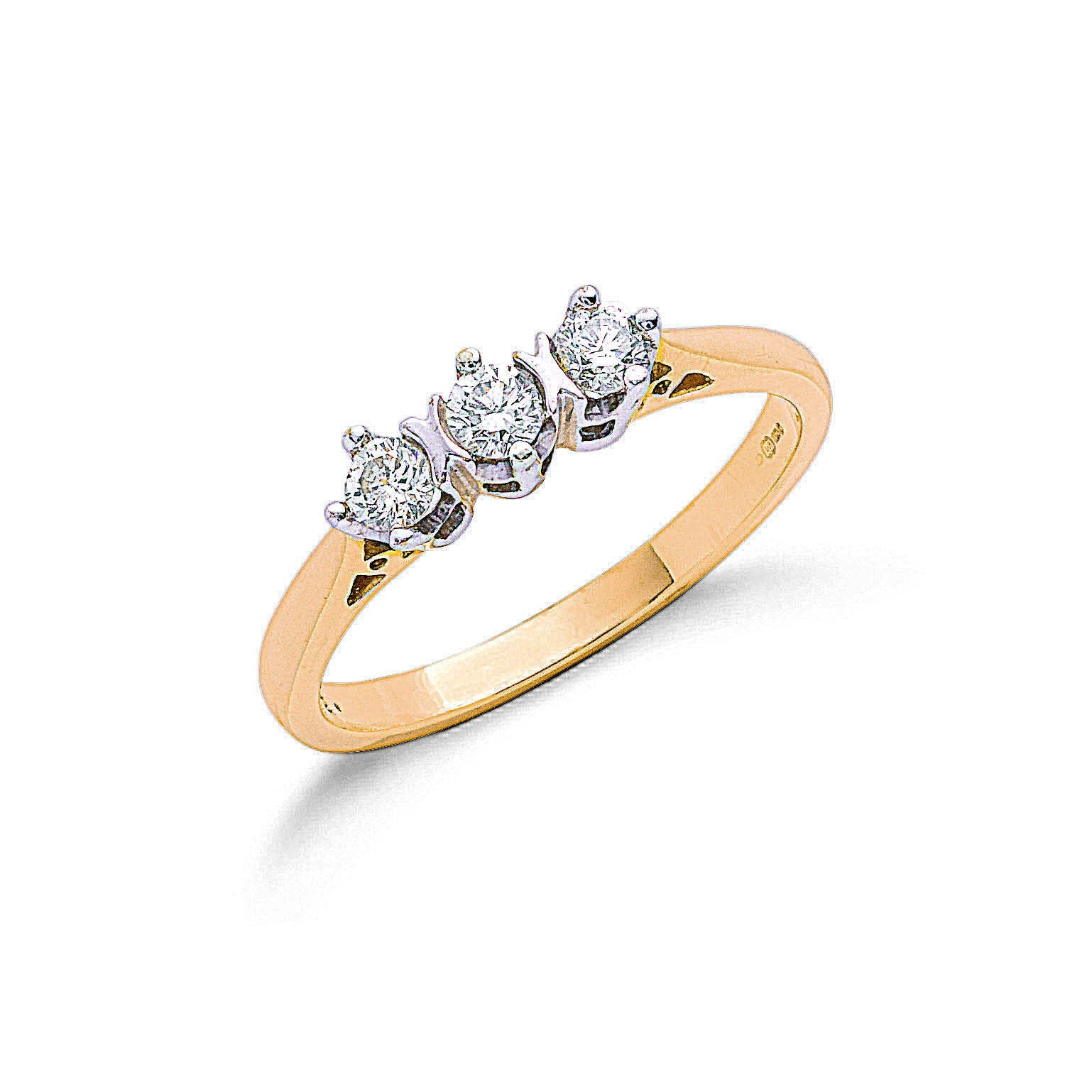 9ct 9ct Yellow Gold 0.33ct Diamond Trilogy Ring