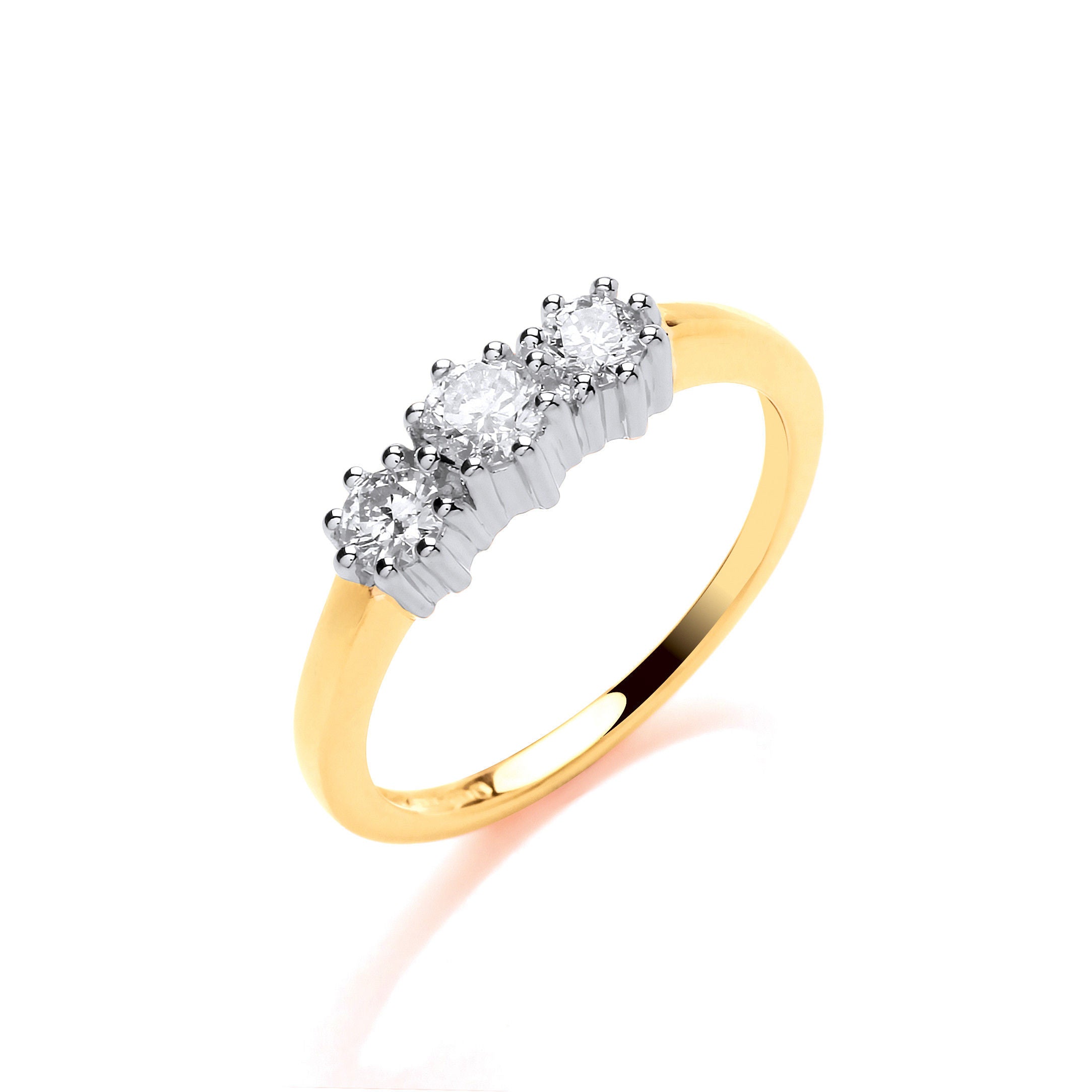 9ct 9ct Yellow Gold 0.50ct Diamond Trilogy Ring