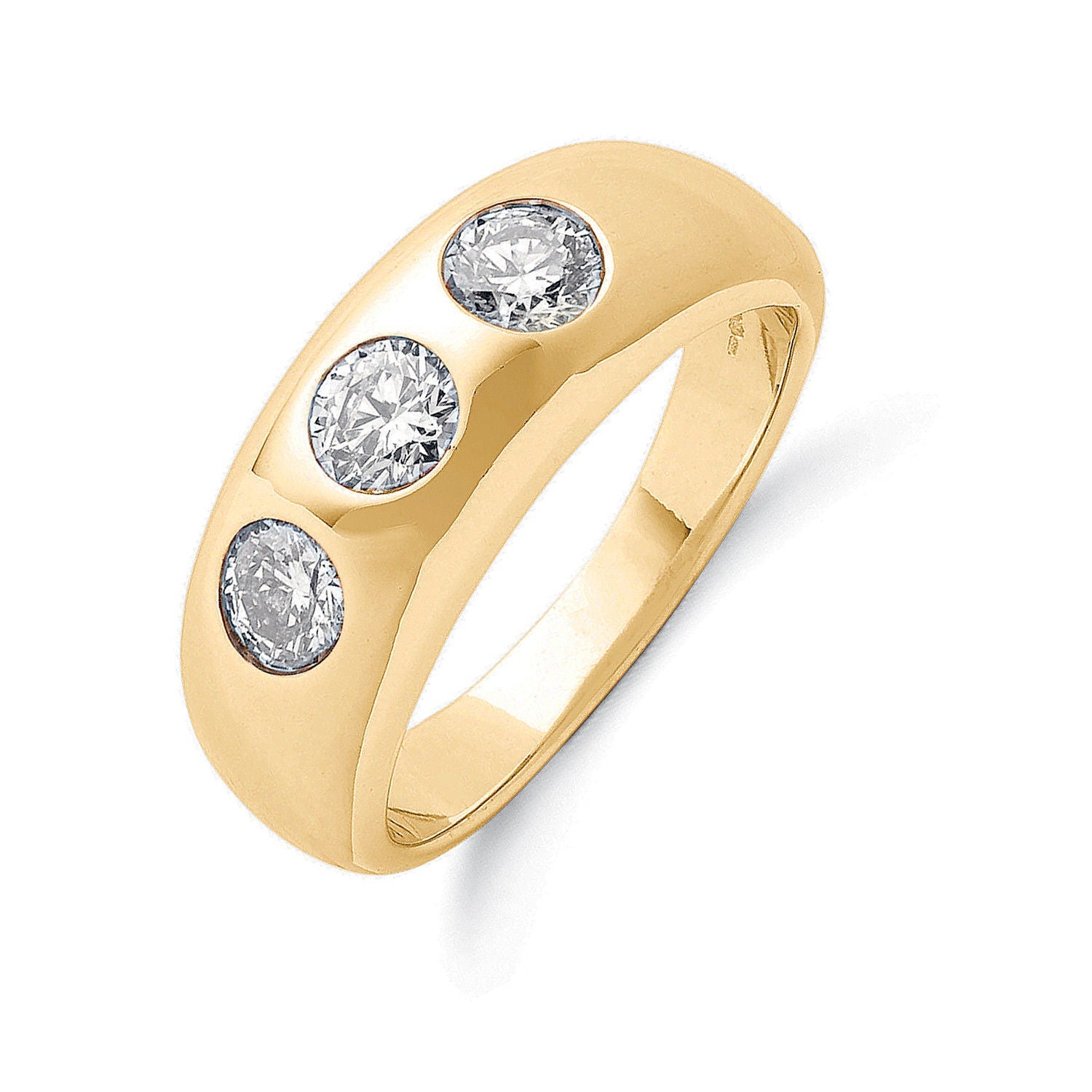18ct 9ct Yellow Gold 1.00ct Gents 3 Stone Diamond Band