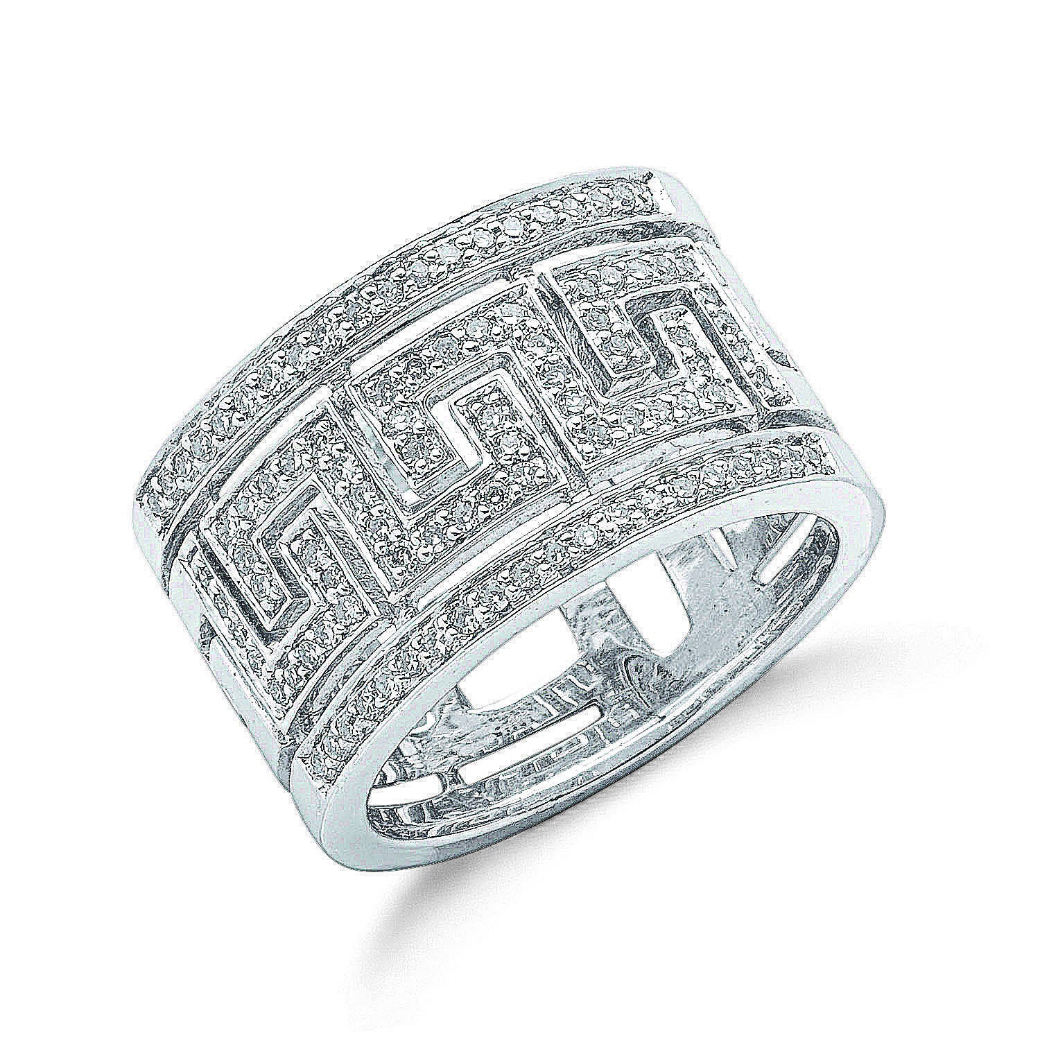 G 0.50ct Diamond Greek Key Ring