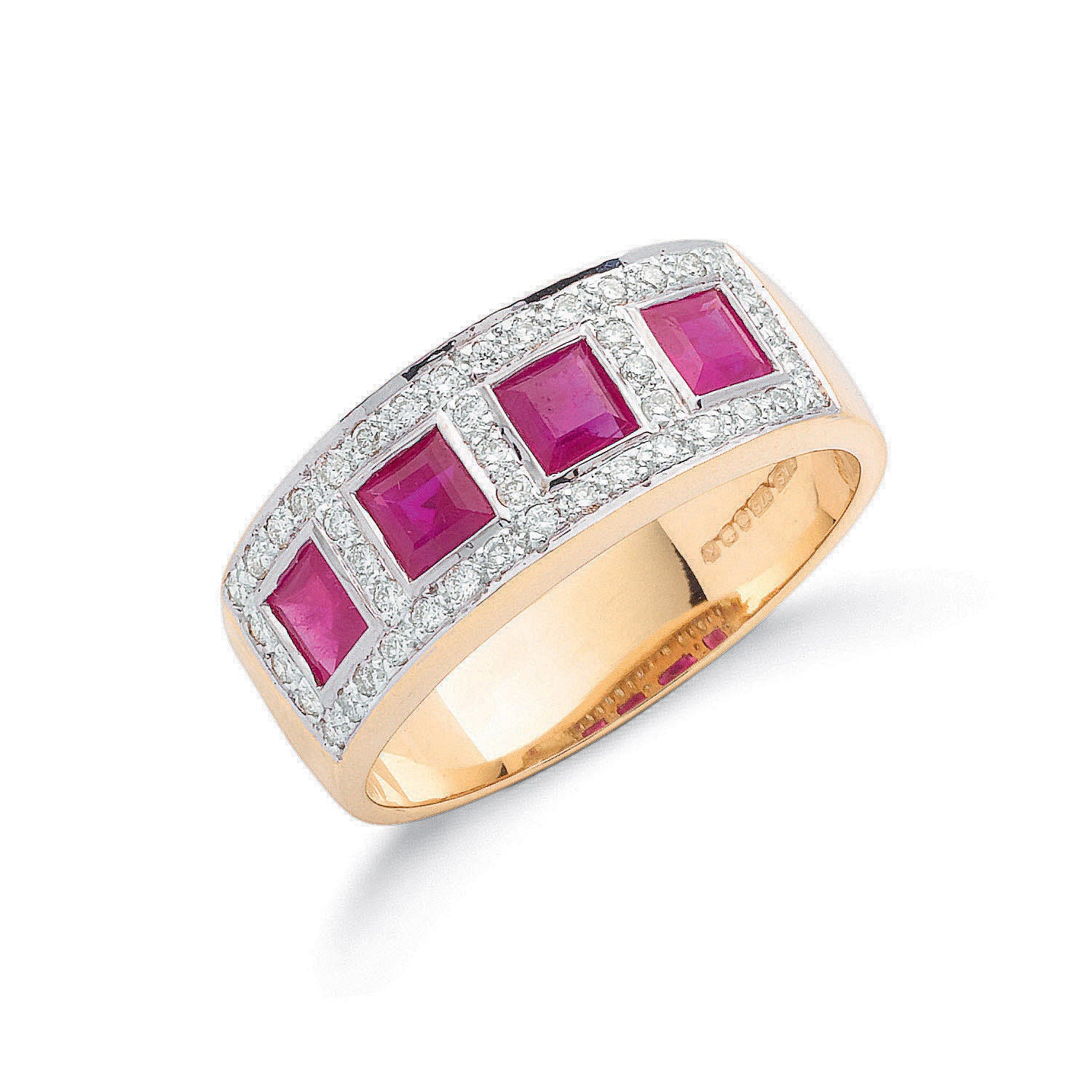 9ct Y/G 0.22ctw Diamond & 0.65ctw Ruby Eternity Ring