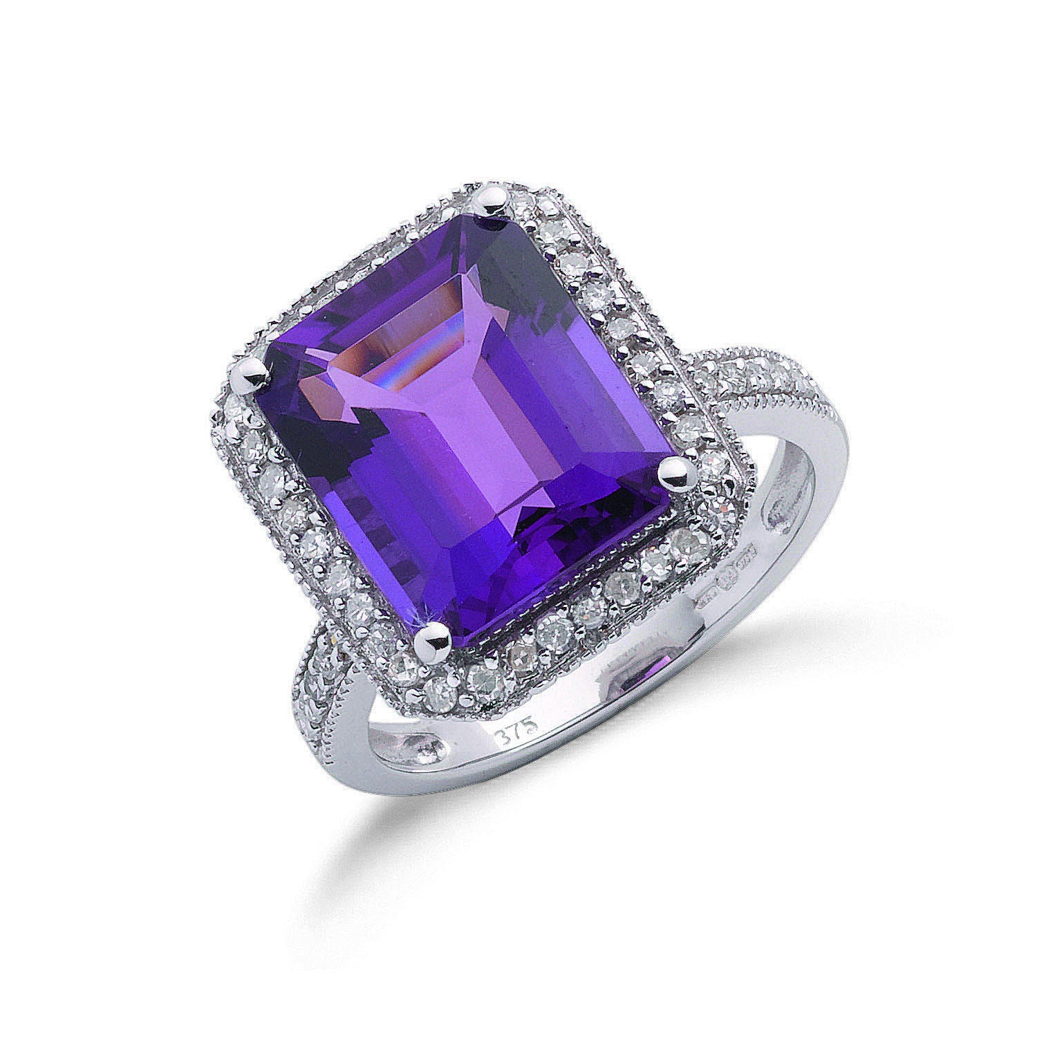 G 0.30ct Diamond & 5.45ct Amethyst Ring