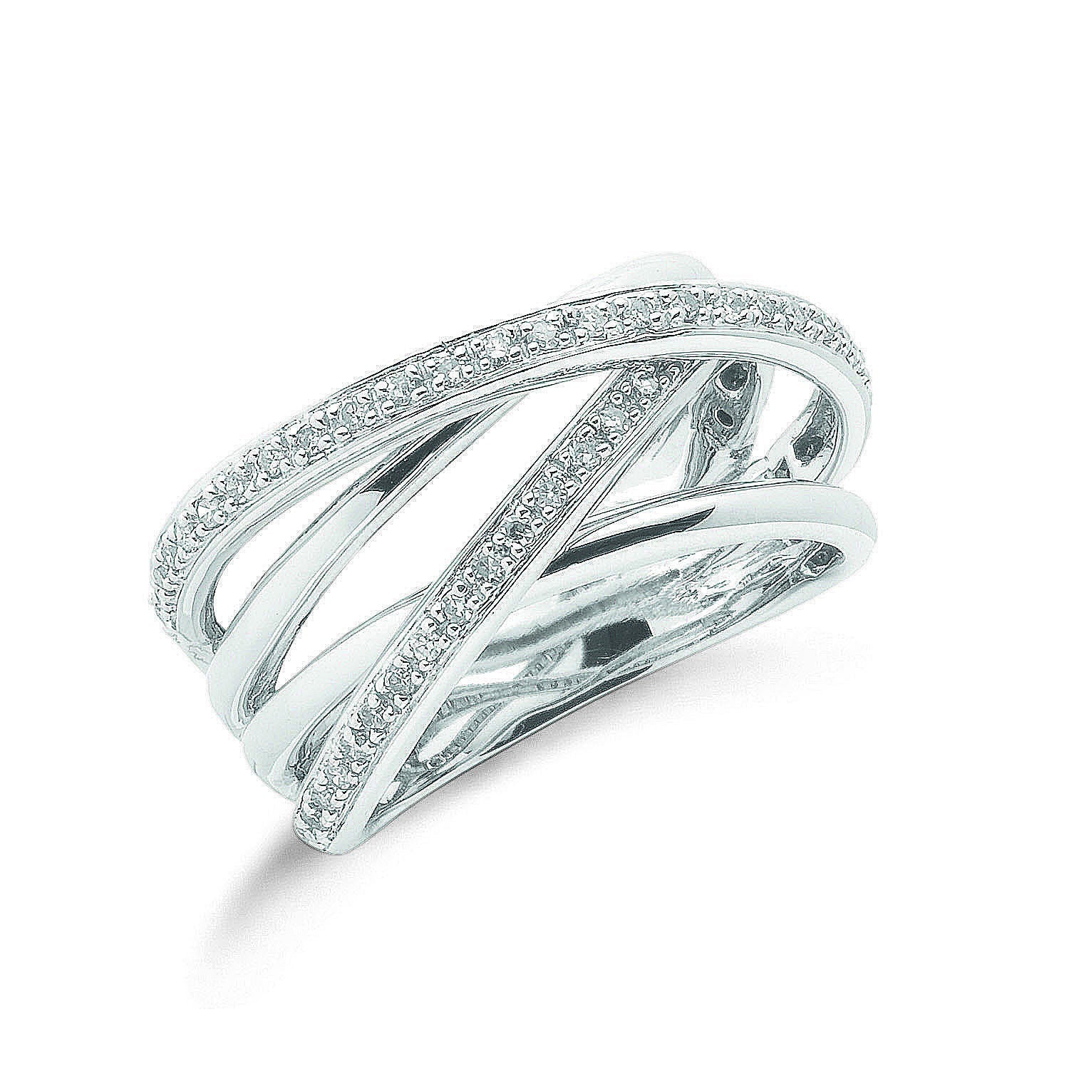 9ct 9ct White Gold 0.25ct Diamond Crossover Ring