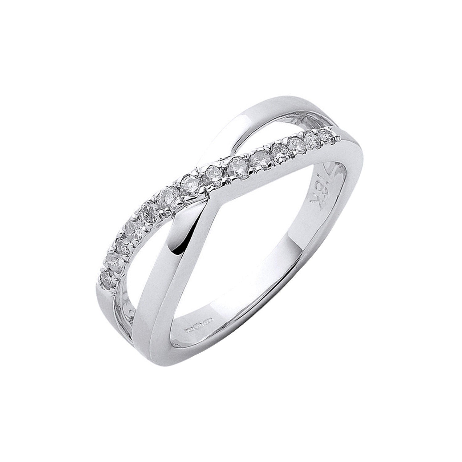 18ct White Gold 0.20ct Crossover Diamond Ring