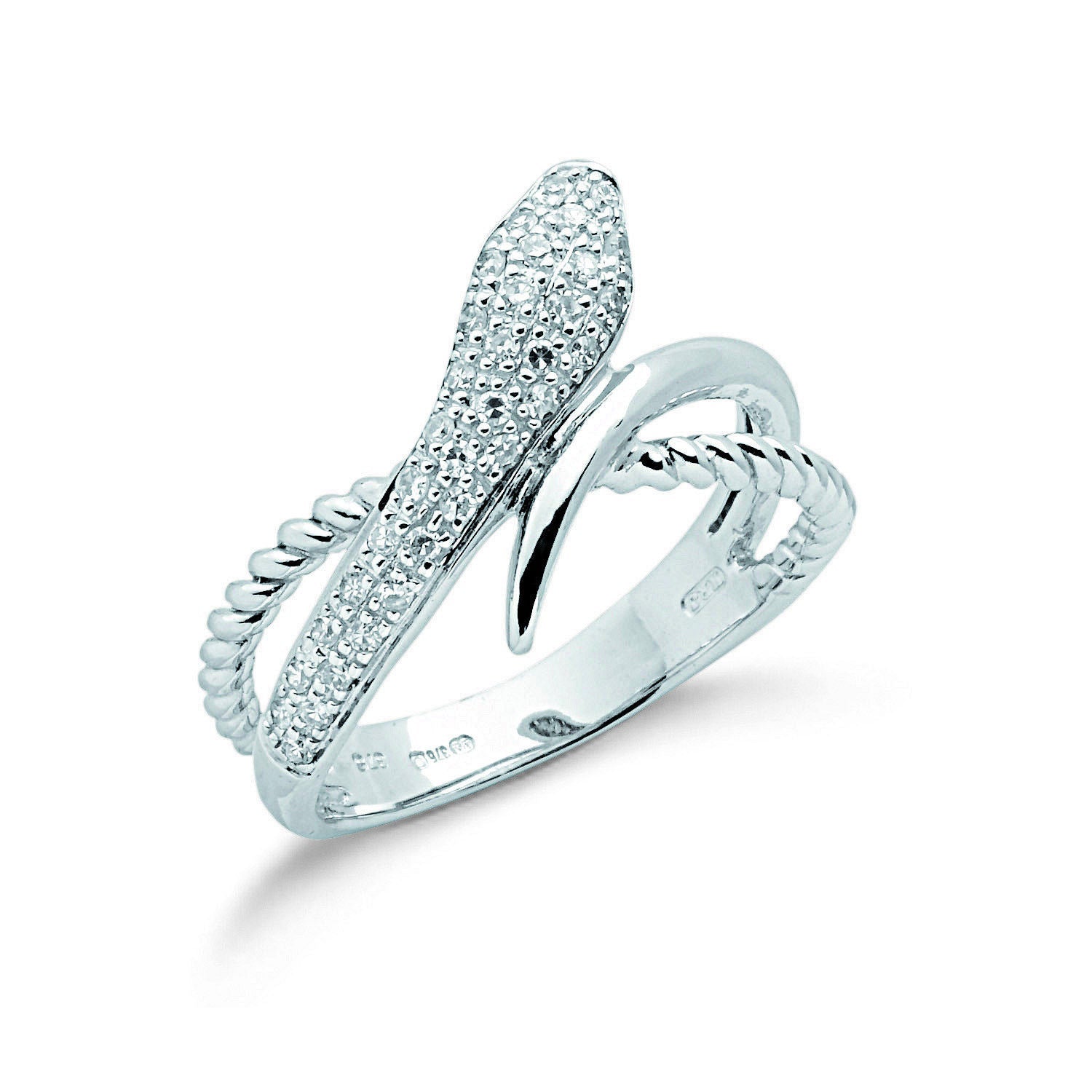 9ct 9ct White Gold 0.15ct Diamond Snake Ring