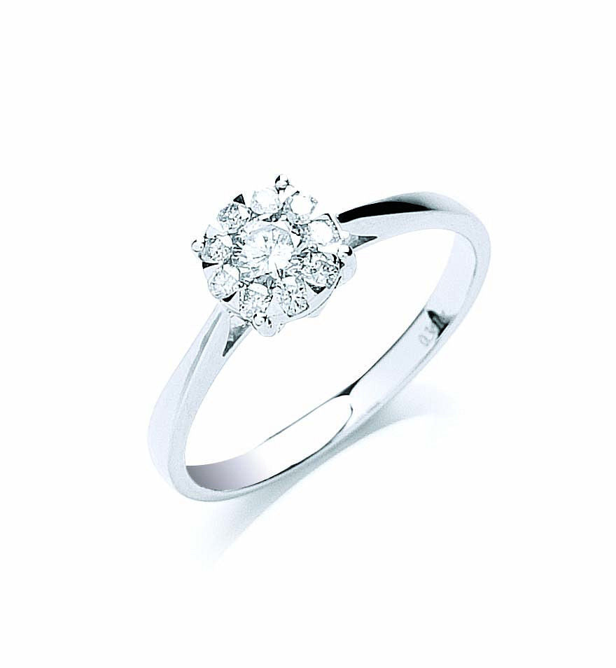 18ct White Gold 0.33ct Illusion Set Diamond Ring